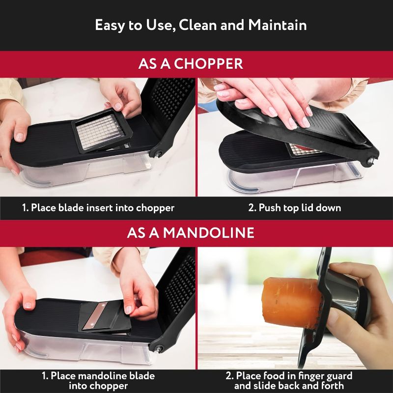 Photo 1 of Fullstar Mandoline Slicer for Kitchen - Vegetable Chopper, Onion Potato Food Veggie Fruit Slicer and Cutter with Container, Kitchen Gadgets & Accessories, Home Essentials (6-in-1, Black)