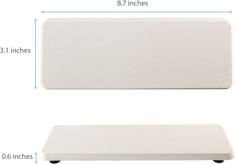 Photo 1 of 2 Pcs Water Absorbing Stone Trays, Kitchen/Bathroom Sink Soap Dish, Diatomite Tray Used for Hand Soap & Cosmetic Bottles in The Modern Home, 3.15" W x 8.7" L, White