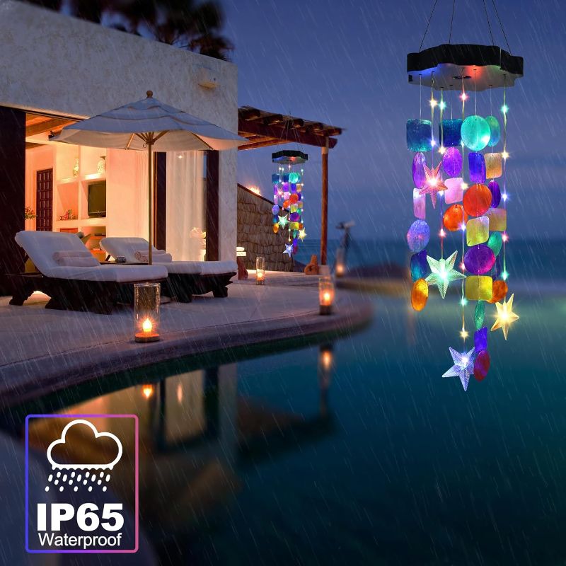 Photo 1 of Solar Shell Gift for Mom Grandma Girls, Colorful Solar Wind Chimes for Outside, Outdoor Decorative Mobile Lights for Garden, Yard, Patio, Window, Party,Christmas Outdoor Decorations