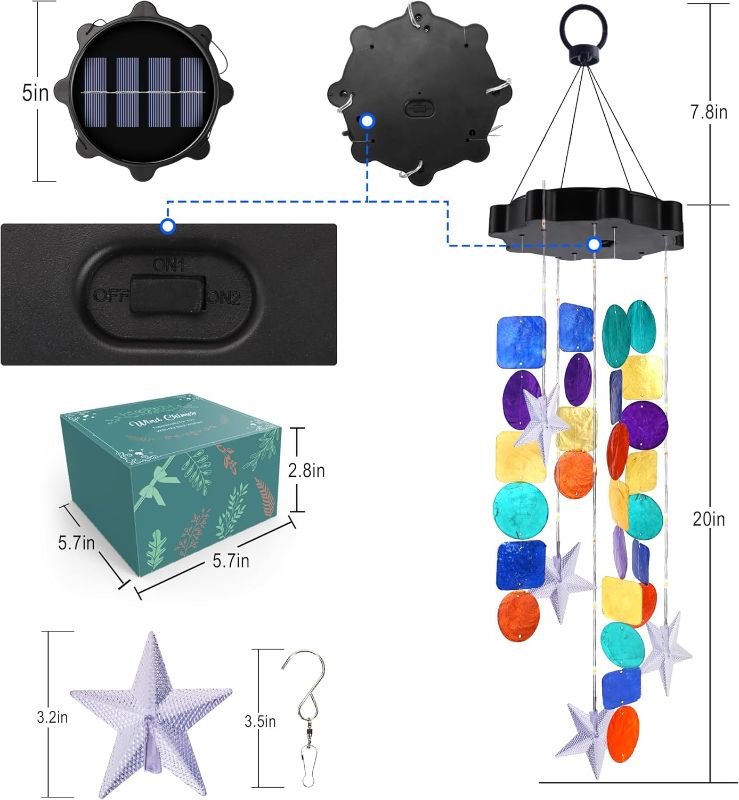 Photo 1 of Solar Shell Gift for Mom Grandma Girls, Colorful Solar Wind Chimes for Outside, Outdoor Decorative Mobile Lights for Garden, Yard, Patio, Window, Party,Christmas Outdoor Decorations