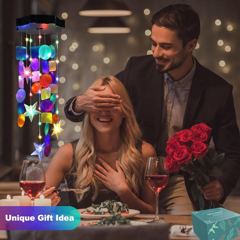 Photo 1 of Solar Shell Gift for Mom Grandma Girls, Colorful Solar Wind Chimes for Outside, Outdoor Decorative Mobile Lights for Garden, Yard, Patio, Window, Party,Christmas Outdoor Decorations