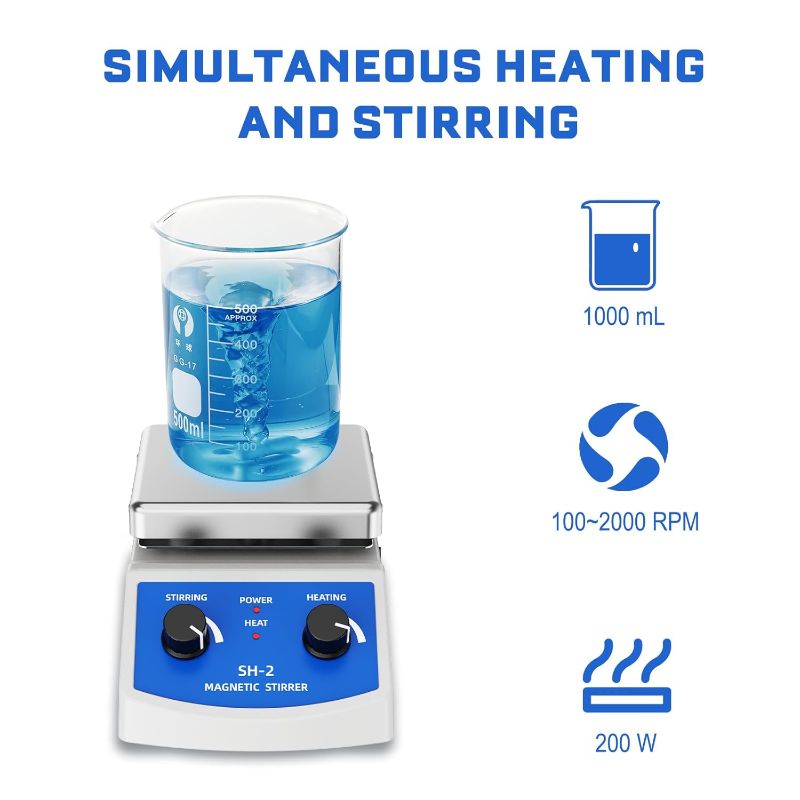 Photo 1 of Magnetic Stirrer Hot Plate w/Stir Bar,100-2000rpm Magnetic Hotplate Stirrer, 180W Heating Power Hot Plate Stirrer, Max 520? Hot Plate with Magnetic Stirrer