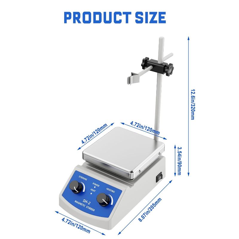 Photo 1 of Magnetic Stirrer Hot Plate w/Stir Bar,100-2000rpm Magnetic Hotplate Stirrer, 180W Heating Power Hot Plate Stirrer, Max 520? Hot Plate with Magnetic Stirrer