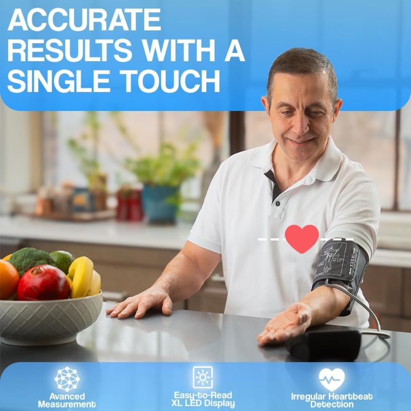 Photo 1 of Blood Pressure Monitors for Home Use Upper Arm | Automatic Blood Pressure Cuff Arm Monitor with Adjustable Large Cuff 8.7"-16.5" Rechargeable | 2x99 Memory | Voice Broadcast | Hypertension Detector