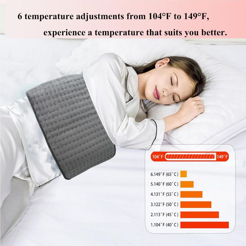 Photo 1 of Heating Pad for Back Pain Relief Period Cramp,6 Heat Settings & 4 Timer Auto Shut Off,Soft 12" x24" Electric Heat Pad for Neck Shoulders