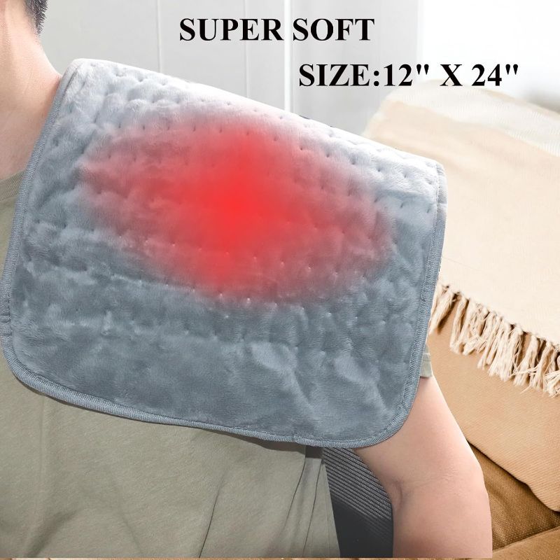 Photo 1 of Heating Pad for Back Pain Relief Period Cramp,6 Heat Settings & 4 Timer Auto Shut Off,Soft 12" x24" Electric Heat Pad for Neck Shoulders