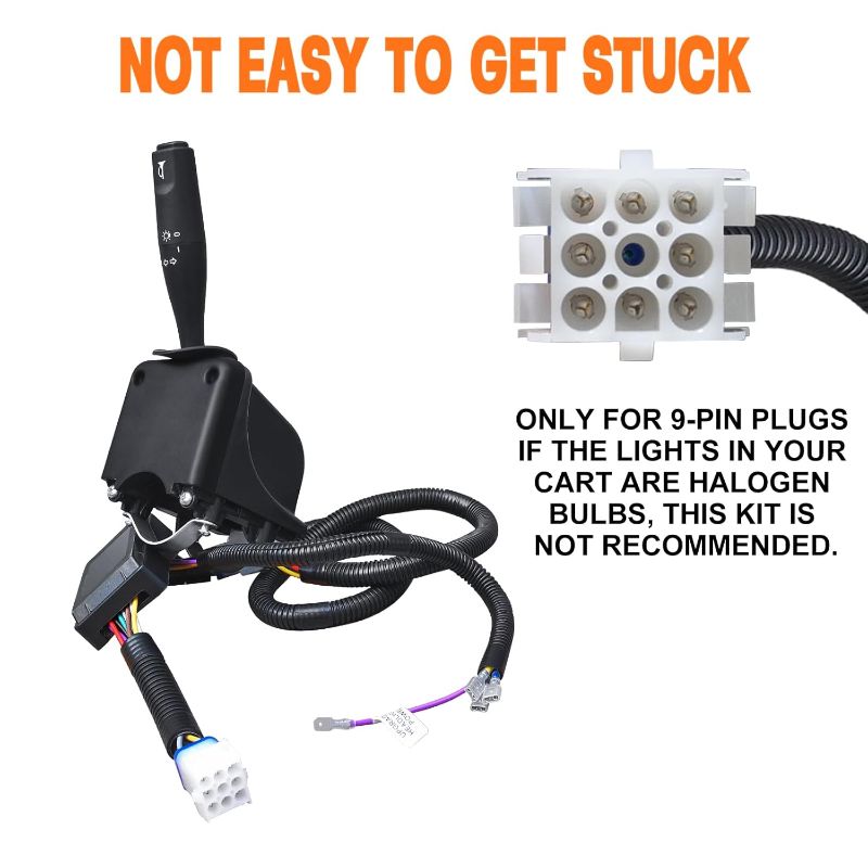 Photo 1 of Universal Golf Cart Turn Signal Switch with Horn Button,9-Pin Plug Upgrade Wiring Harness?12V for Club Car EZGO Yamaha