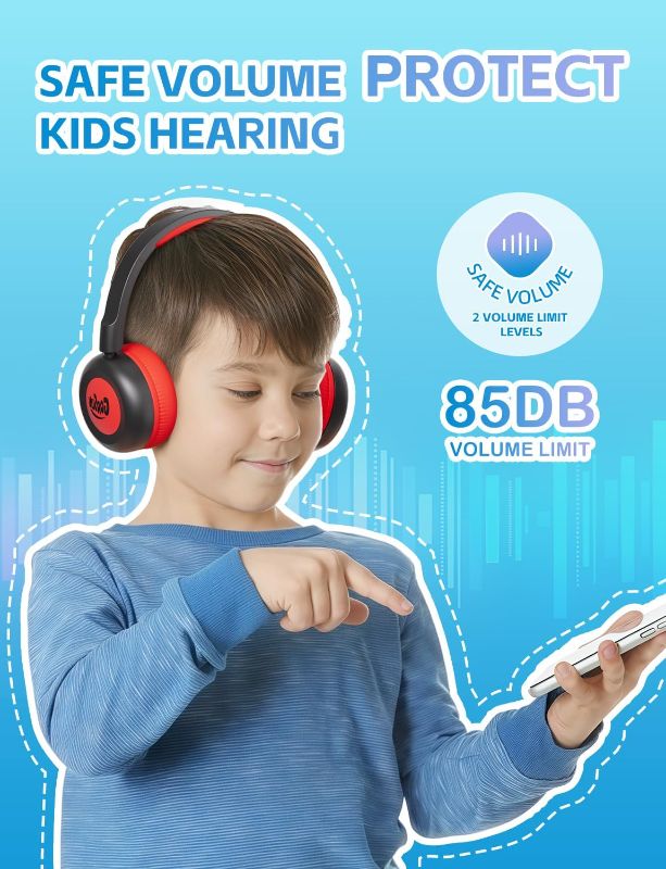 Photo 1 of Kids Bluetooth Headphones,Toddler Headphones with Microphone,85dB Volume Limited,Bluetooth 5.3 Twistable Lightweight Kids Wireless Earphones for Boy Girl Tablet Travel School