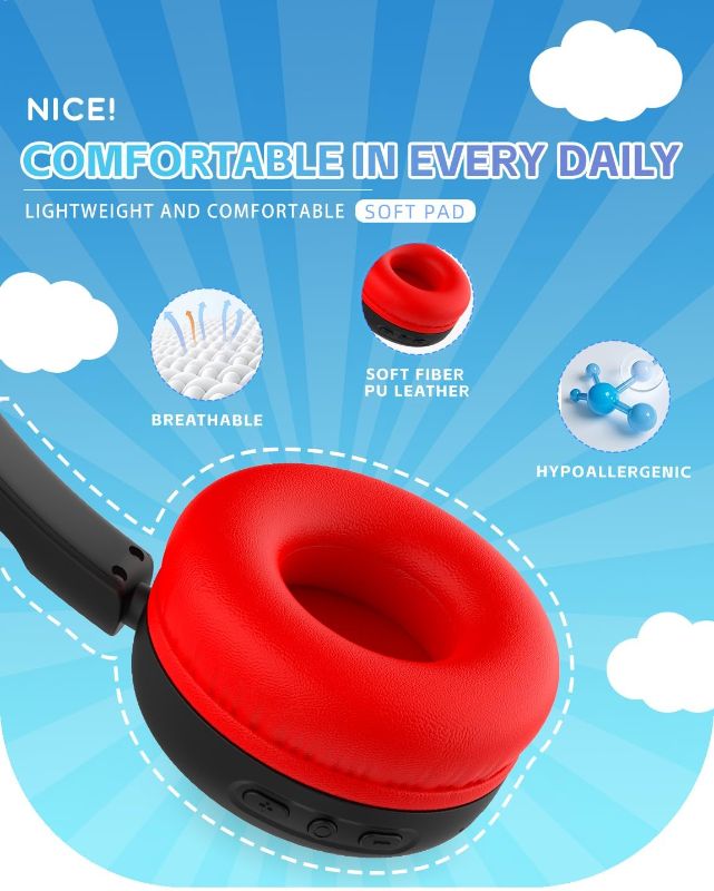 Photo 1 of Kids Bluetooth Headphones,Toddler Headphones with Microphone,85dB Volume Limited,Bluetooth 5.3 Twistable Lightweight Kids Wireless Earphones for Boy Girl Tablet Travel School