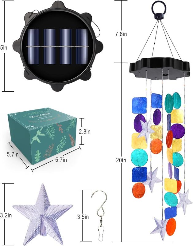 Photo 1 of Toodour Solar Decorative Lights Outdoor, Colorful Shells Lights Gifts for Mom Grandma Women Wife Girls, Solar Wind Chimes Outside Decorative Mobile Lights for Holiday Garden Porch Yard Window Decor