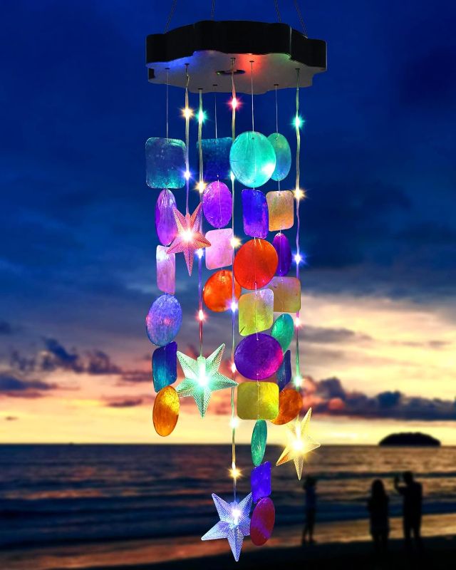 Photo 1 of Toodour Solar Decorative Lights Outdoor, Colorful Shells Lights Gifts for Mom Grandma Women Wife Girls, Solar Wind Chimes Outside Decorative Mobile Lights for Holiday Garden Porch Yard Window Decor