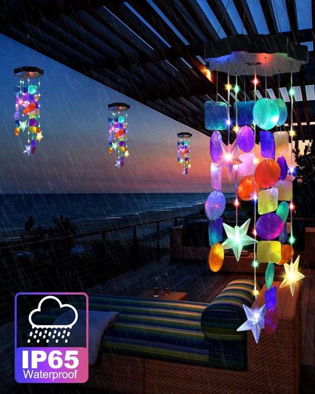 Photo 1 of Toodour Solar Decorative Lights Outdoor, Colorful Shells Lights Gifts for Mom Grandma Women Wife Girls, Solar Wind Chimes Outside Decorative Mobile Lights for Holiday Garden Porch Yard Window Decor