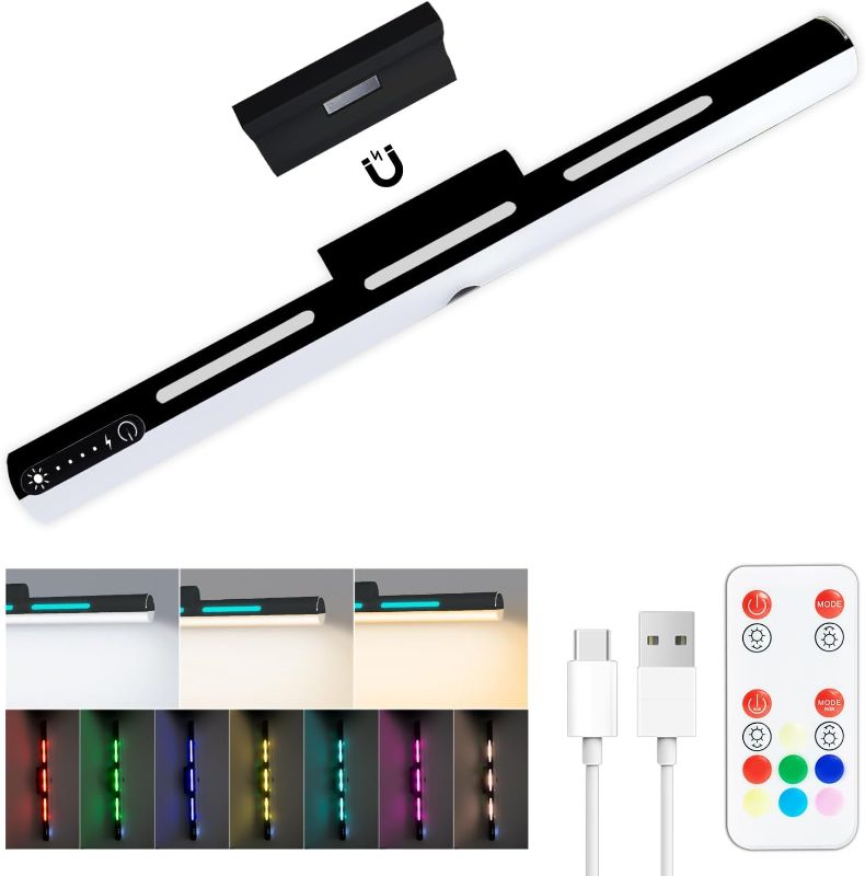 Photo 1 of Oreunik Mirror Lights Dimmable,Colors & Brightness Adjustable Vanity Light for Mirror,Rechargeable Makeup Light,Magnetic Wall Lighting Stick On Lights for Cabinet,Kitchen,Closet,Bedside,Desk