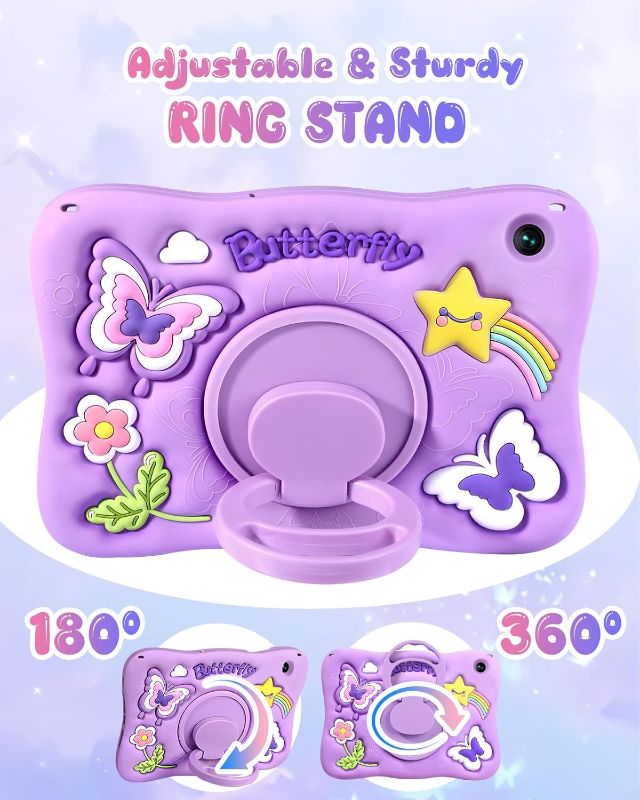 Photo 1 of Kidcube for Samsung Galaxy Tab A9 Plus Case 11 Inch - for Girls Cute Kawaii Girly 3D Purple Butterfly Design Cover with Rotating Stand & Strap Unique Silicone Women for Samsung A9 Plus Tablet Cases