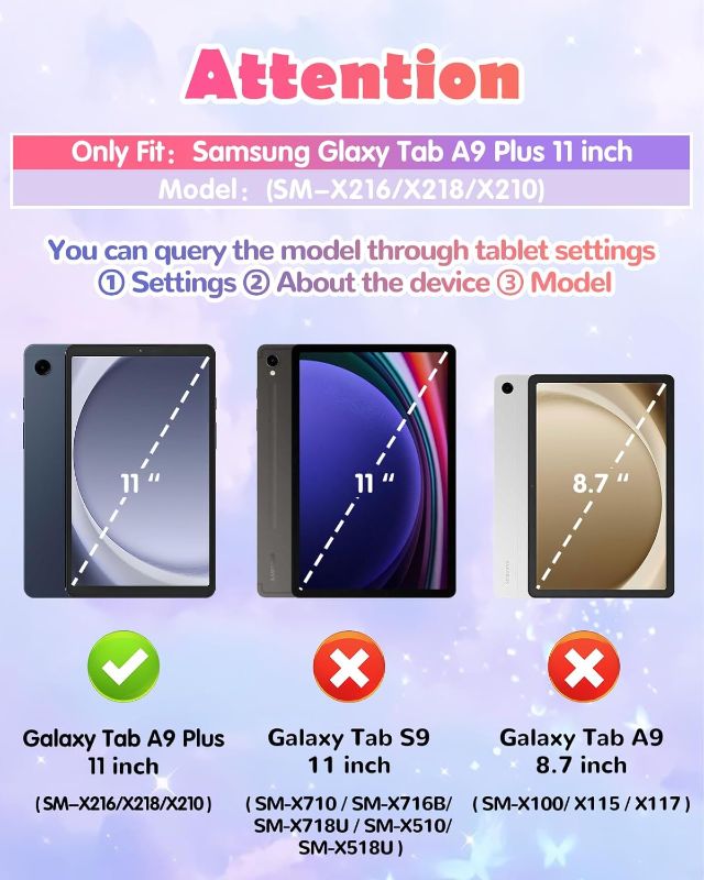 Photo 1 of Kidcube for Samsung Galaxy Tab A9 Plus Case 11 Inch - for Girls Cute Kawaii Girly 3D Purple Butterfly Design Cover with Rotating Stand & Strap Unique Silicone Women for Samsung A9 Plus Tablet Cases
