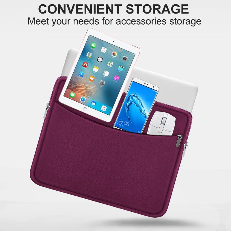 Photo 1 of Laptop Sleeve Bag 14 inch, Shockproof Protective Laptop Cover Carrying Computer Bag with Accessory Pocket Portable Computer Case for 14" MacBook, HP, Dell, Lenovo, Acer, Rose Red