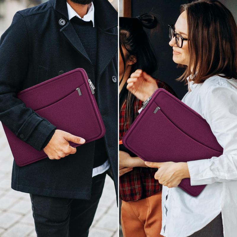 Photo 1 of Laptop Sleeve Bag 14 inch, Shockproof Protective Laptop Cover Carrying Computer Bag with Accessory Pocket Portable Computer Case for 14" MacBook, HP, Dell, Lenovo, Acer, Rose Red