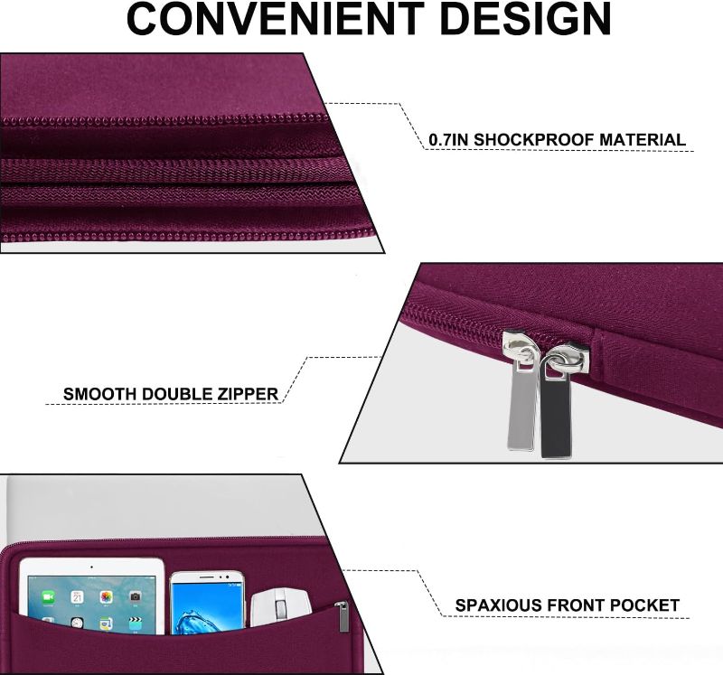 Photo 1 of Laptop Sleeve Bag 14 inch, Shockproof Protective Laptop Cover Carrying Computer Bag with Accessory Pocket Portable Computer Case for 14" MacBook, HP, Dell, Lenovo, Acer, Rose Red