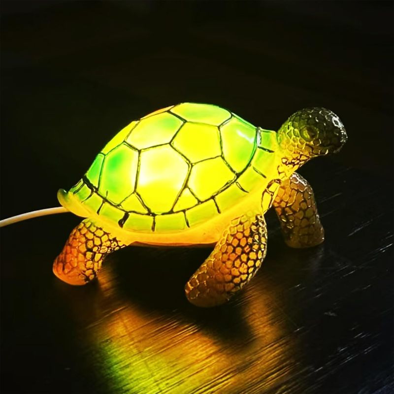 Photo 1 of 3D Animal Table Lamp, Retro Stained Animal Night Light Lamp, Cute Resin Animal Lamps, Vintage Animals Bedside Lamp with USB Ports Suitable for Living Room, Bedroom, Home Office (Sea Turtle)