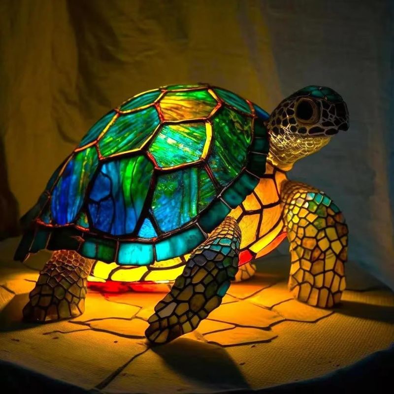 Photo 1 of 3D Animal Table Lamp, Retro Stained Animal Night Light Lamp, Cute Resin Animal Lamps, Vintage Animals Bedside Lamp with USB Ports Suitable for Living Room, Bedroom, Home Office (Sea Turtle)