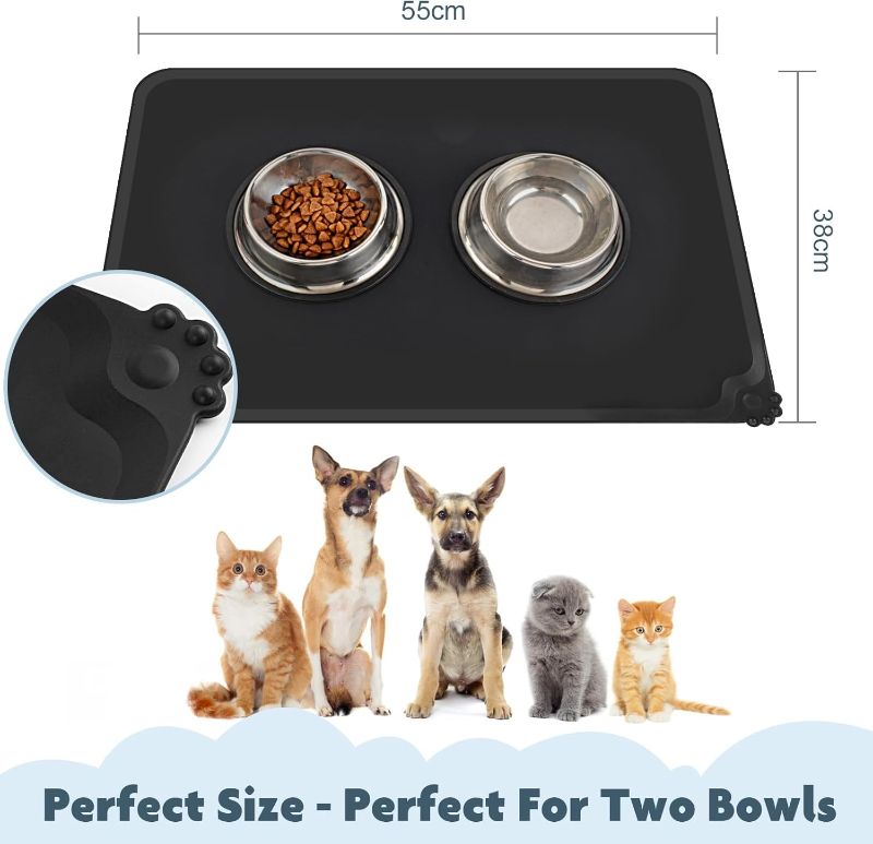 Photo 1 of SUNLAND Silicone Pet Feeding Mats for Food and Water Pet Placemat for Dog and Cat Waterproof Non-Slip Feeding Bowl Mat Raised Edge Prevents Residue from Spilling onto The Floor Pets Accessories