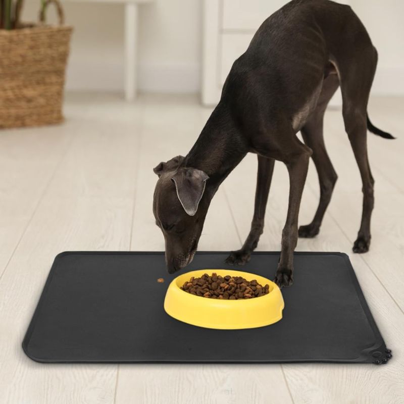 Photo 1 of SUNLAND Silicone Pet Feeding Mats for Food and Water Pet Placemat for Dog and Cat Waterproof Non-Slip Feeding Bowl Mat Raised Edge Prevents Residue from Spilling onto The Floor Pets Accessories