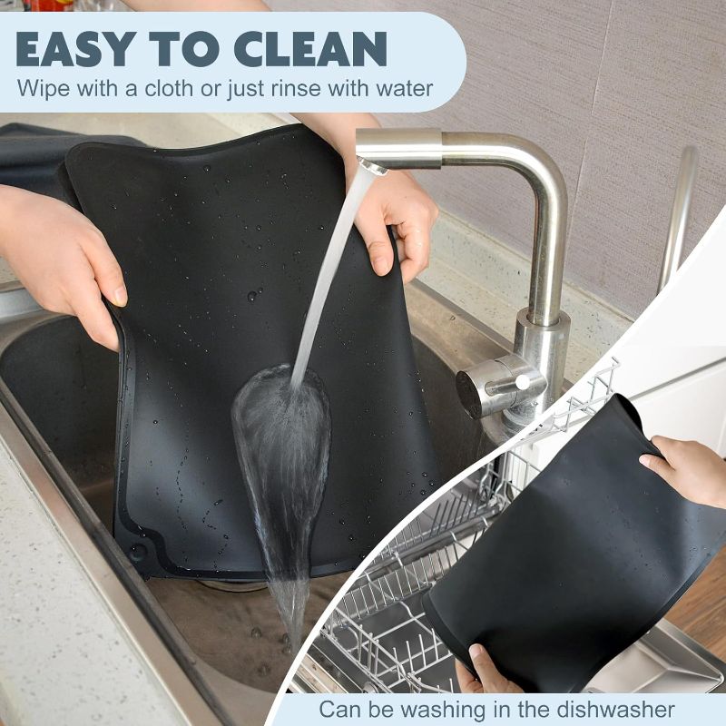 Photo 1 of SUNLAND Silicone Pet Feeding Mats for Food and Water Pet Placemat for Dog and Cat Waterproof Non-Slip Feeding Bowl Mat Raised Edge Prevents Residue from Spilling onto The Floor Pets Accessories
