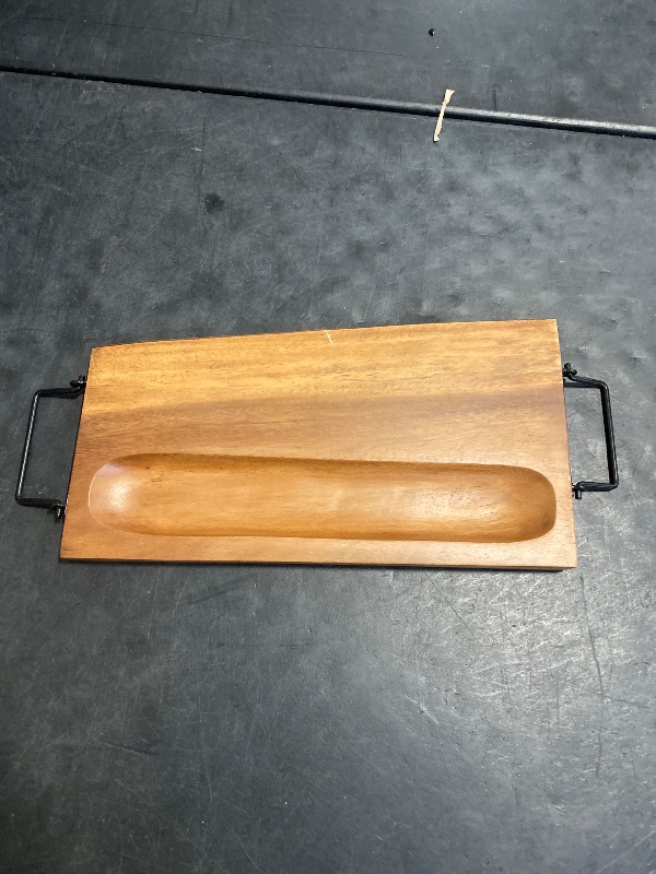 Photo 1 of Wrightmart Charcuterie Board, Rustic, Acacia Wood Live Edge Serving Board with Handles, Solid Wooden Server with Olive Channel, for Bread, Cheese, Appetizers, Unique, Decorative, Each One-of-a-Kind.