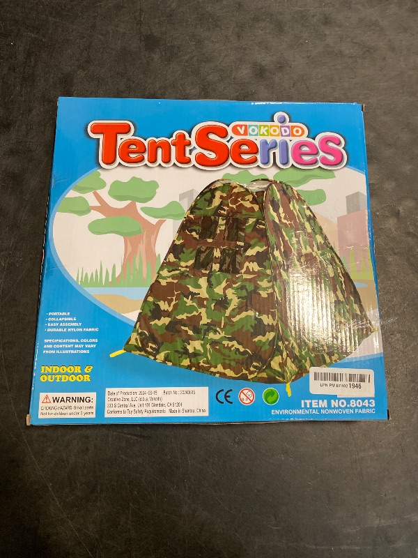 Photo 1 of Vokodo Kids Pop Up Camouflage Play Tent Foldable Indoor Outdoor Camping Style Camo Hunting Pretend Play Army Playhouse Boosts Imagination Creative Learning Perfect Toy for Children Boys and Girls