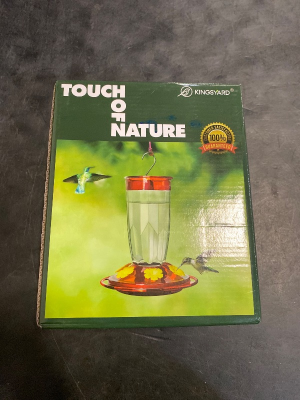 Photo 1 of Kingsyard Hummingbird Feeder for Outdoors Hanging - 6 Bee Guard Feeding Ports & Built-in Ant Moat, Wild Bird Feeder for Outside Garden Yard Patio 16 Oz, Clear