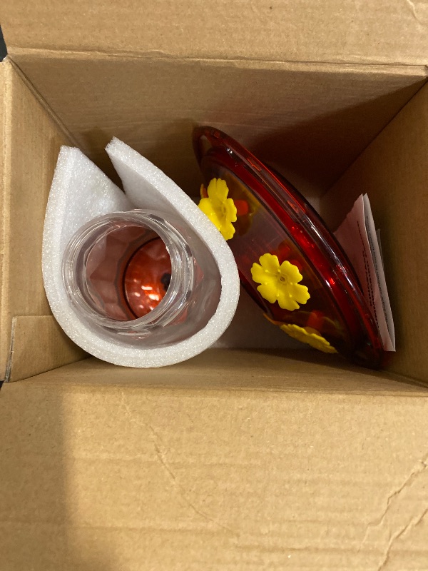 Photo 1 of Kingsyard Hummingbird Feeder for Outdoors Hanging - 6 Bee Guard Feeding Ports & Built-in Ant Moat, Wild Bird Feeder for Outside Garden Yard Patio 16 Oz, Clear