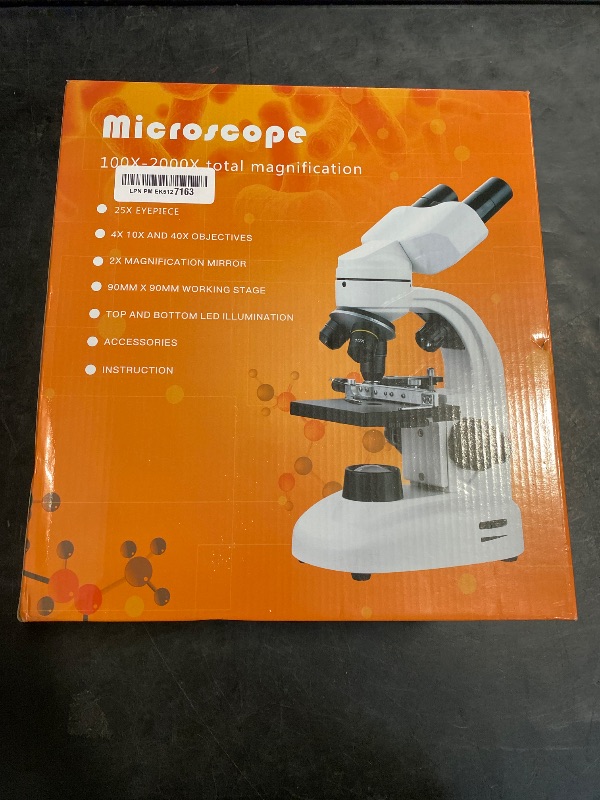 Photo 1 of Compound Binocular Microscope for Kids & Students, 40X-2000X Magnification, Microscope Kit with Slides & Specimens, Lab Equipment for School Biology Class & Home Science Experiments