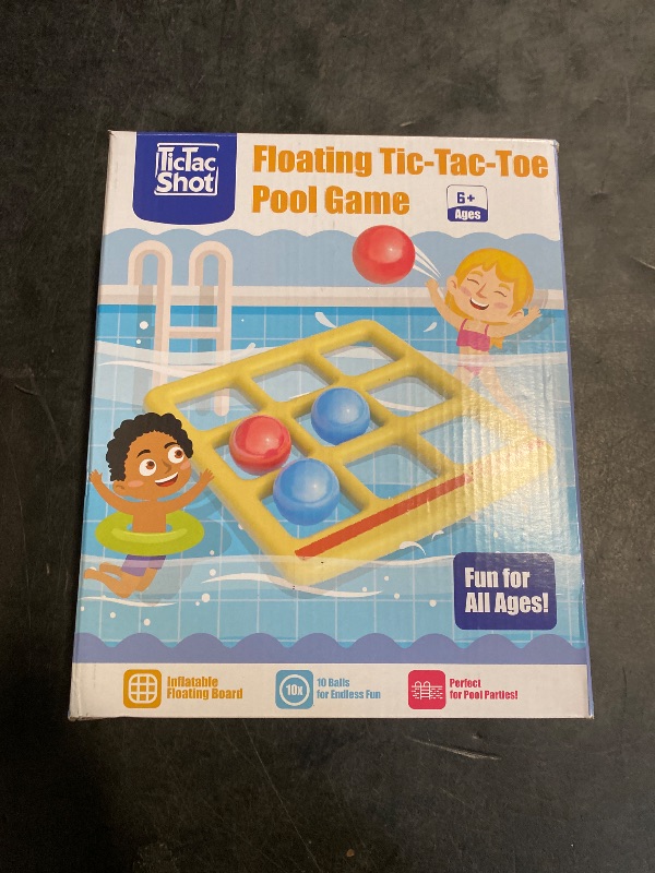 Photo 1 of TicTac Shot Pool Toys Games Set- Tic-Tac-Toe Inflatable Pool Toy with 10 Balls - for Adults Teens Kids 2-10 Players
