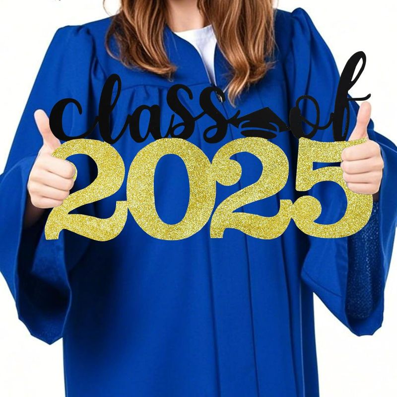 Photo 1 of Houti 2025 Graduation Party Decorations, Class of 2025 Graduation Vinyl Guest Book, Black and Gold Grad Gifts