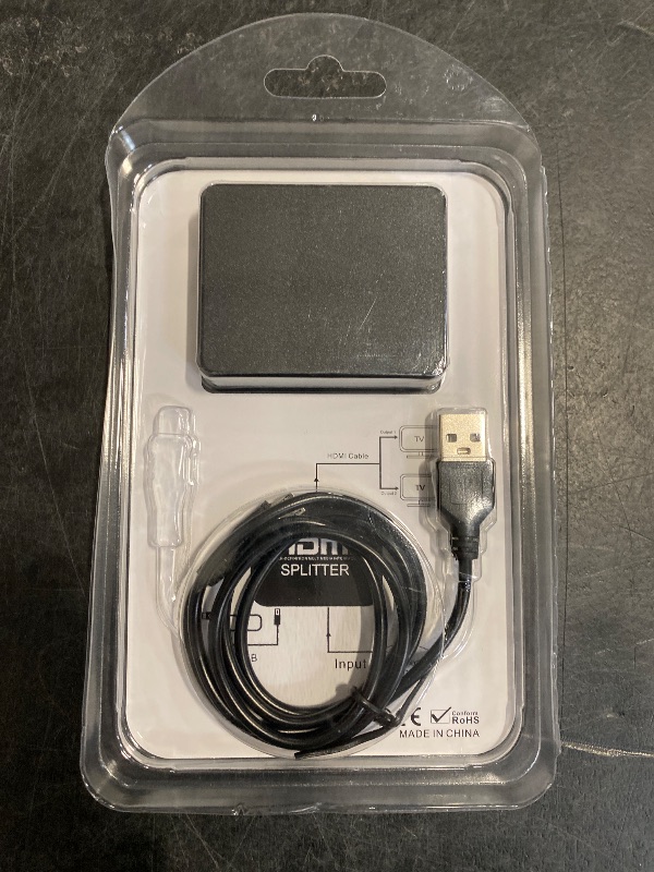 Photo 1 of HDMI Splitter 1 in 2 Out, 4K HDMI Splitter Not for Extended Display (Mirror Only/Copy Mode),Sends Same Content to 2 Screens(Need Power 5V 1A), Works with Laptop,TV,Monitor(Hdmi Cable Not Included)