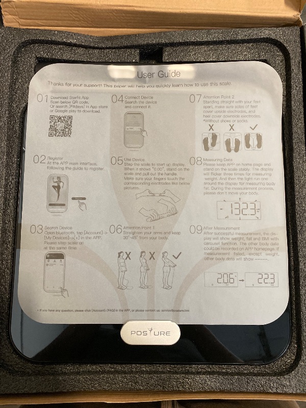 Photo 1 of Posture Scale for Body Weight and Fat Percentage, 8 Electrodes Larger Platform Digital Scale for BMI 28 Body Composition Measurement, Bathroom Smart Scales with LED Display FSA or HSA Eligible