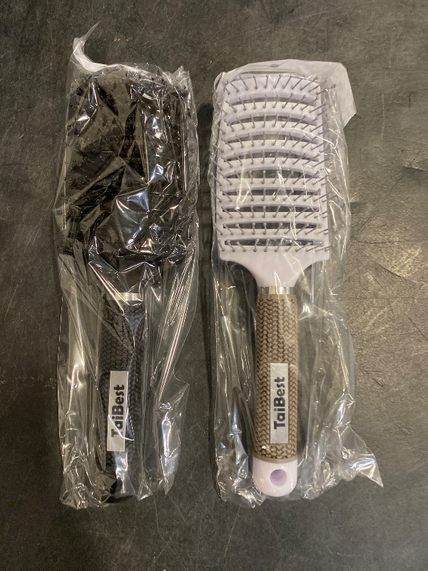 Photo 1 of TaiBest Boar Bristle Hair Brush Set - Dry/Wet Hair Brushes Detangler for Fine, Thick, Curly Hair - Curved and Vented Hair Brush for Women, Men or Kids