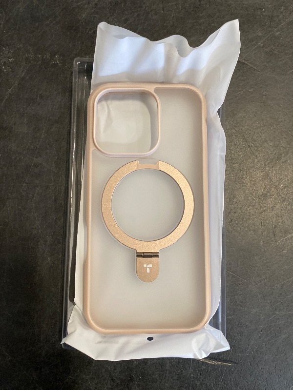 Photo 1 of TORRAS Desert Titanium for iPhone 16 Pro Case Magnetic Stand, [Compatible with MagSafe][Flexible Stable Stand] Mil-Grade Protection Translucent Slim Anti-Scratch Ring Kickstand, Rose Gold 6.3", Ostand