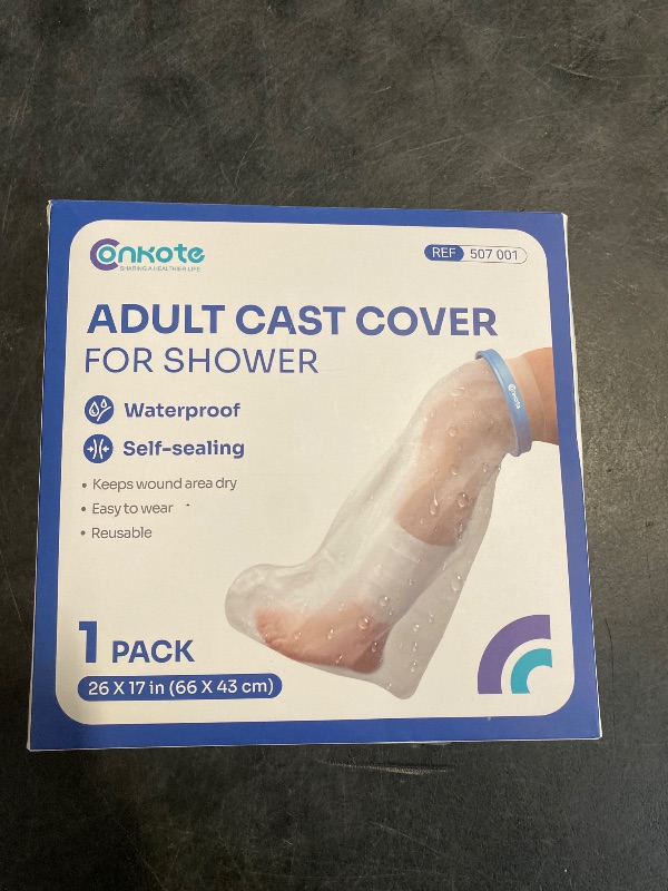 Photo 1 of Conkote Adult Waterproof Leg Cast Cover for Shower & Bathe, FSA HSA Eligible 26" x 17" Soft Cast Protector to Keep Wound & Bandages Dry, 1 Pack