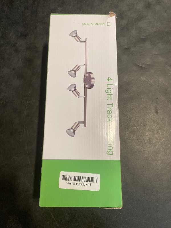 Photo 1 of Unicozin LED 4 Light Track Lighting Kit, Matt Nickel 4 Way Ceiling Spot Lighting, Flexibly Rotatable Head, Modern Track Light Included 4 x LED GU10 Bulb (4W, Daylight White 5000K, 400LM)
