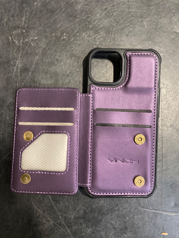 Photo 1 of Vinich for iPhone 13 Wallet Case with Card Holder, RFID Blocking Credit Slots Kickstand Shockproof Phone Cover for Women Men, Purple