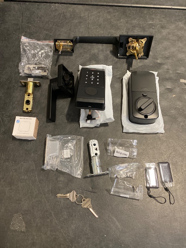 Photo 1 of Miuedo WiFi Front Door Lock Sets with Handle, Fingerprint Keyless Entry and Smart Keypad with Lever Handles, Electronic Screen+WiFi Gateway, APP Control, Auto-Lock, Voice Control