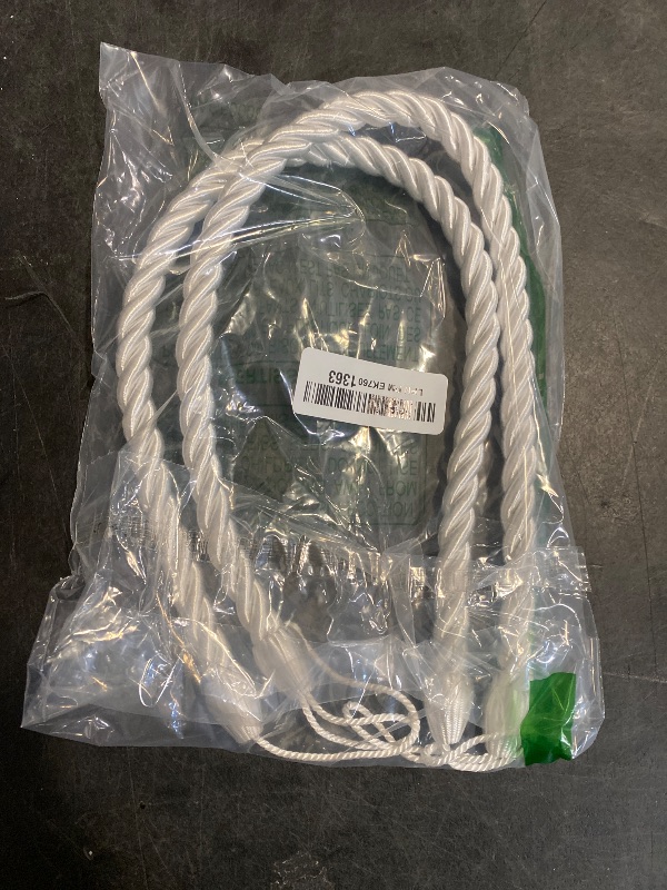Photo 1 of BEL AVENIR Curtain Ropes Tiebacks Tie-Backs, Curtain Handmade Holdbacks with 2 Metal Screw Hooks - White 2 Pack