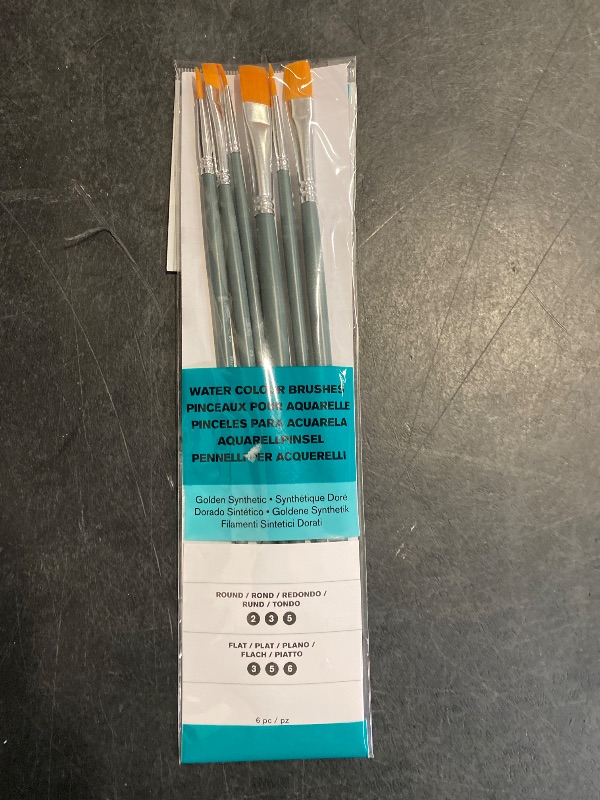 Photo 1 of Winsor & Newton Foundation Watercolour Brush Set, Short Handle, Round & Flat, 6 Pack