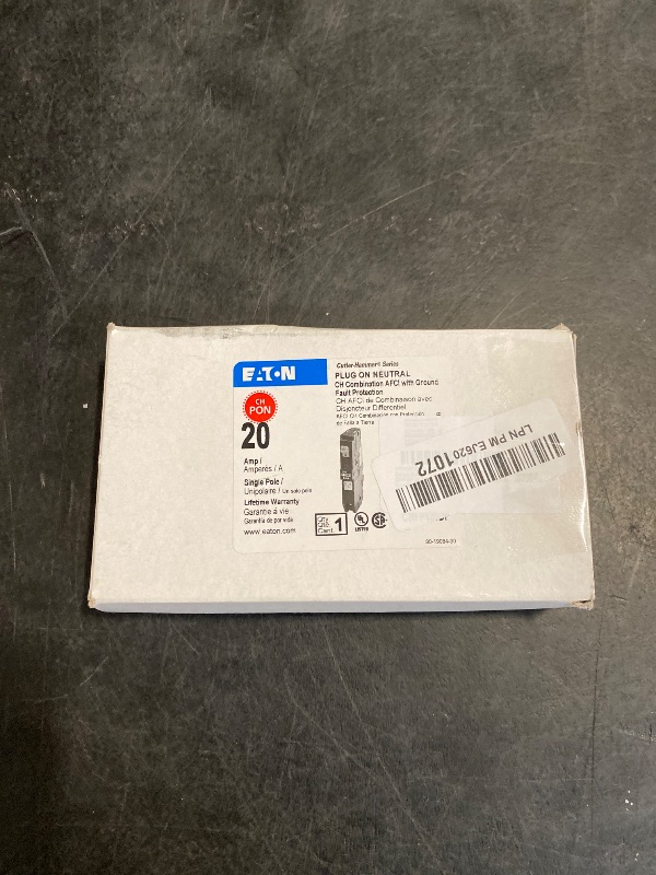 Photo 1 of Eaton Cutler-Hammer Eaton CHFN120DF (New Version of CHFAFGF120) Pigtail Connection Dual Function AFCI/GFCI Circuit Breaker 1-Pole 20 Amp 120 Volt AC (1), White