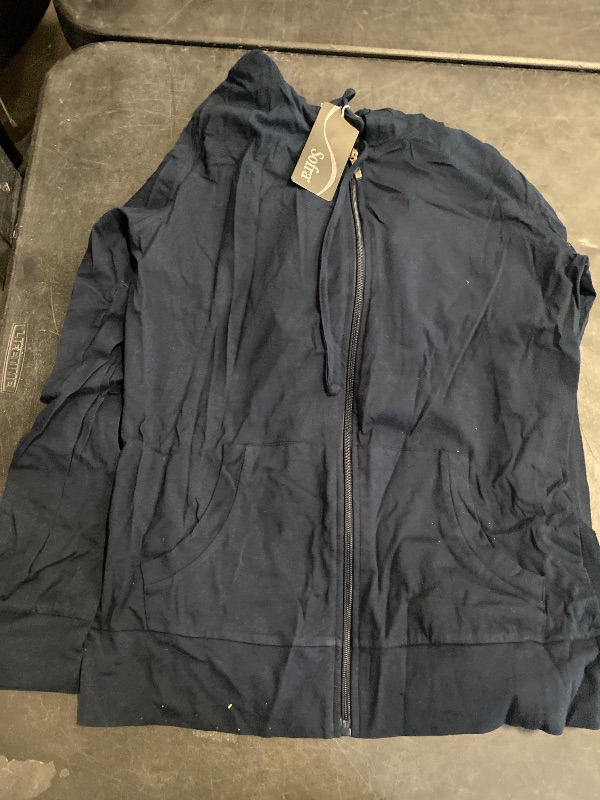 Photo 1 of (L) Teejoy Women's Thin Cotton Zip Up Hoodie Jacket (L, Navy)