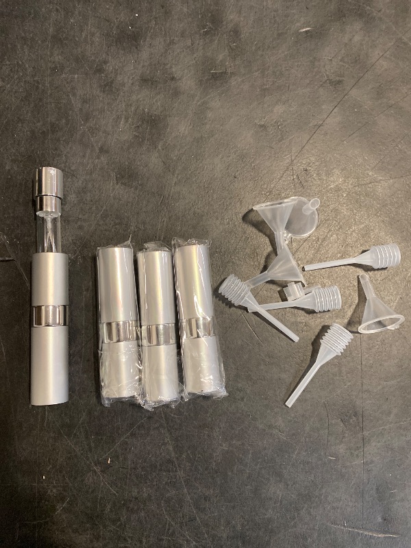 Photo 1 of Lil Ray 8ml Portable Mini Perfume Atomizer(4 PCS) Refillable Empty Small Spray Bottle for Travel, Twist Type Pocket Cologne Sprayer (Silver)