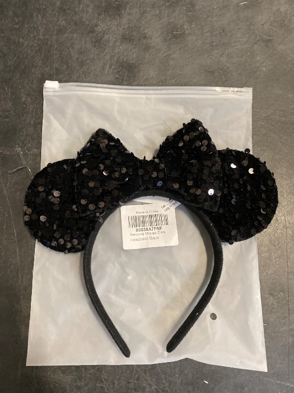Photo 1 of KARETT Mouse Ears Bow Headbands, Sparkle Mouse Ears Headband Glitter Hair Band for Party Princess Decoration Cosplay Costume