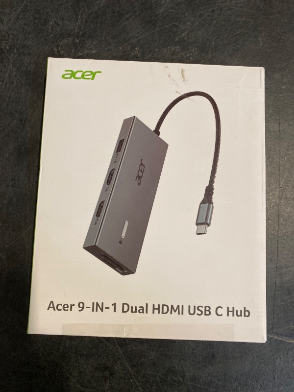 Photo 1 of Acer USB C Docking Station Dual Monitor With 2 HDMI, 9-IN-1 Laptop Docking Station with 4K HDMI, USB A&C 3.0, SD/Micro SD, 100W PD Charging, USB C Dock Compatible with Acer/Dell XPS/HP/Mac/Surface etc