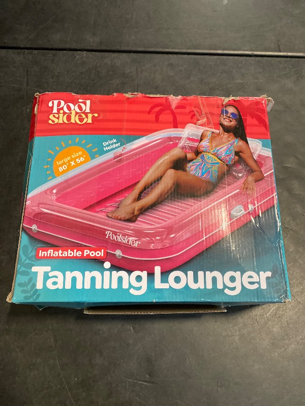 Photo 1 of Premium Inflatable Tanning Pool Lounger | Large Inflatable Tanning Bed for Adults | Multipurpose Pool Floats | Inflatable Pool Float | Tanning Float - Clear Pink